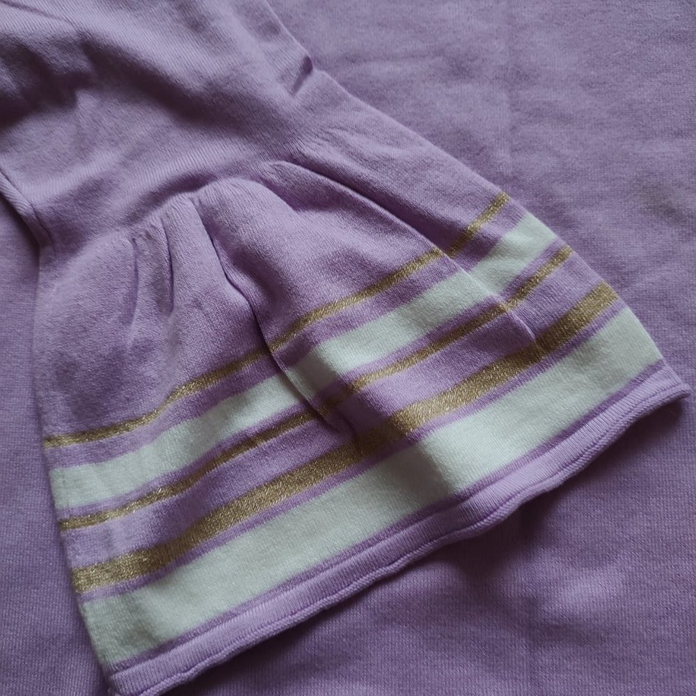 Lilly Pulitzer Callee Sweater Lilac Fressia Purple Pullover Gold White Buttons L - Picture 8 of 16